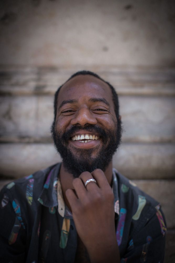 Close up of Black man smiling