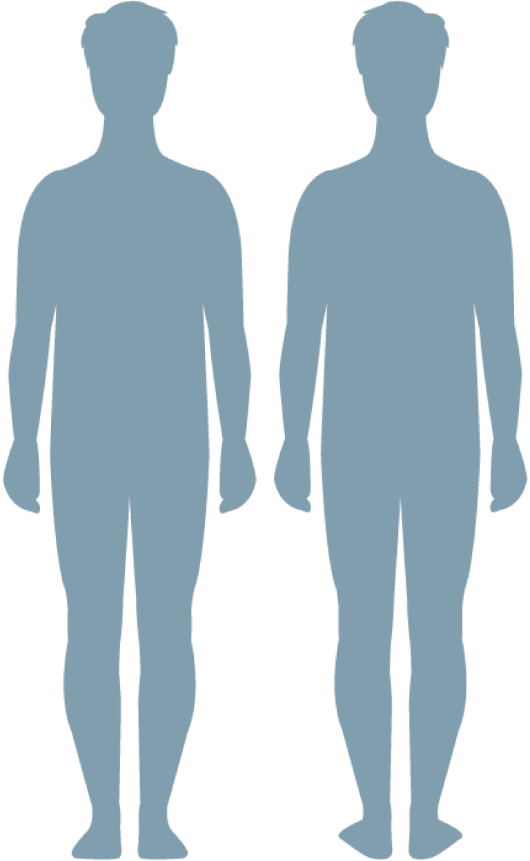 Front and back outlines of male body for sensate focus mapping exercise